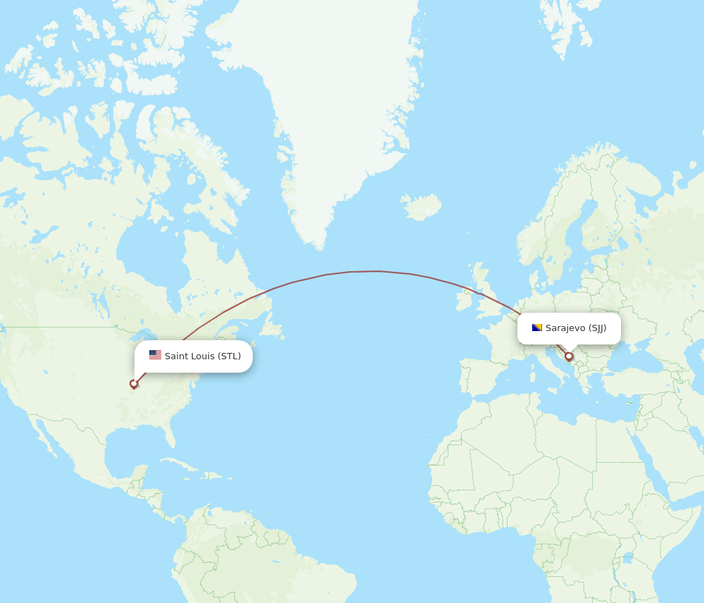 STL-SJJ flight routes