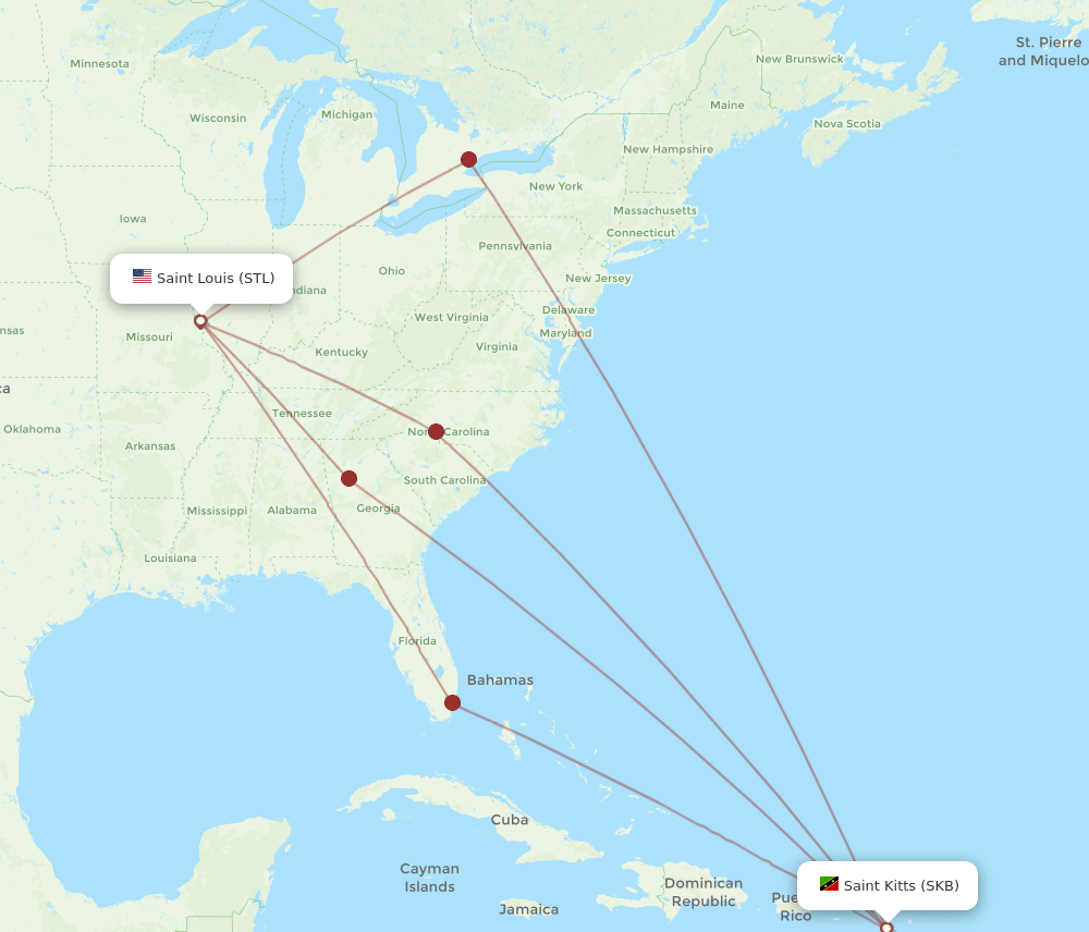 STL-SKB flight routes