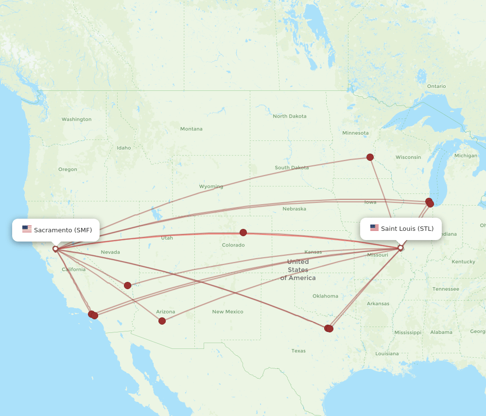 STL-SMF flight routes