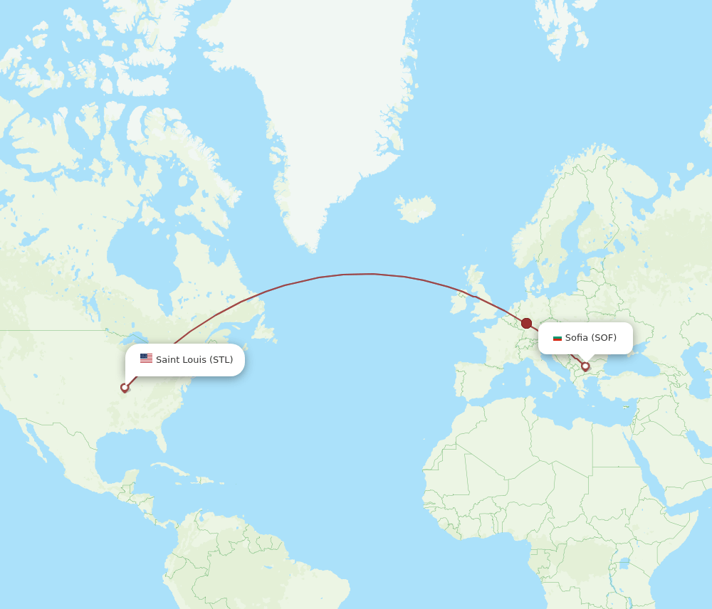 STL-SOF flight routes