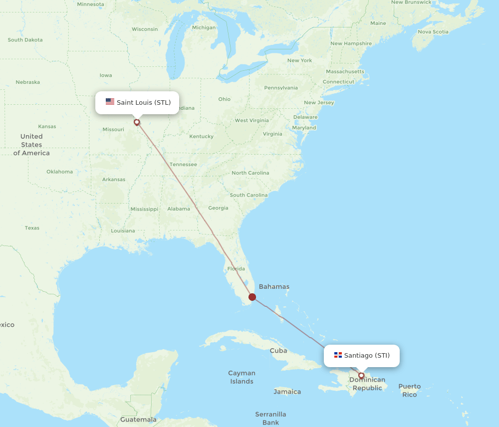 STL to STI flights and routes map