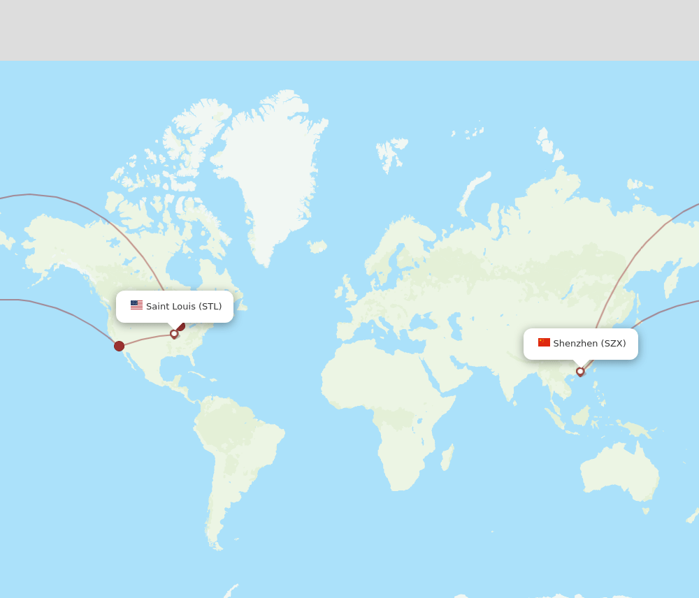 STL to SZX flights and routes map