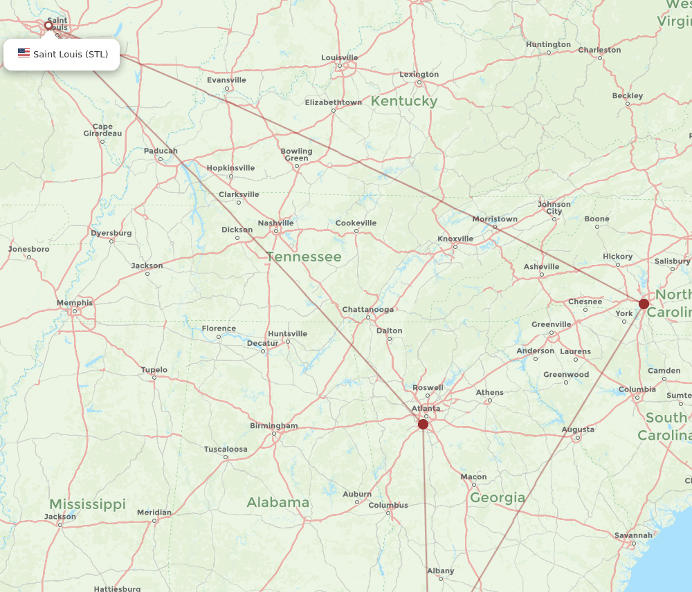 STL-TLH flight routes
