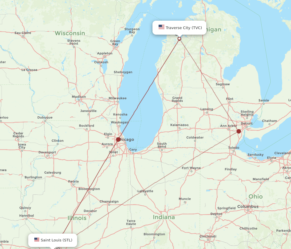 STL-TVC flight routes