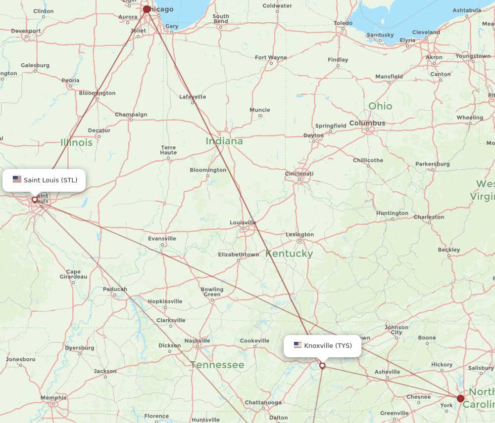 STL-TYS flight routes
