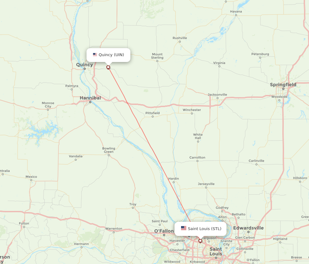 STL to UIN flights and routes map