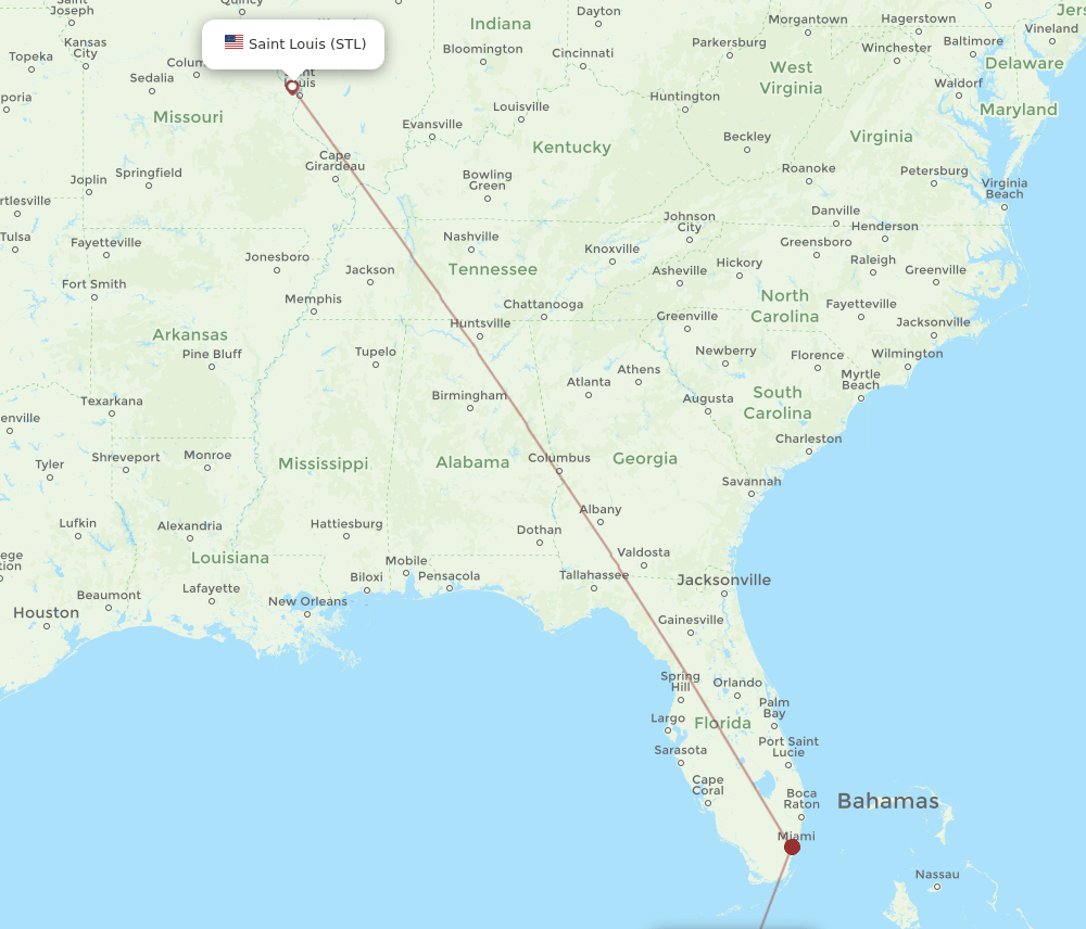 Saint Louis - Varadero route map and flight paths