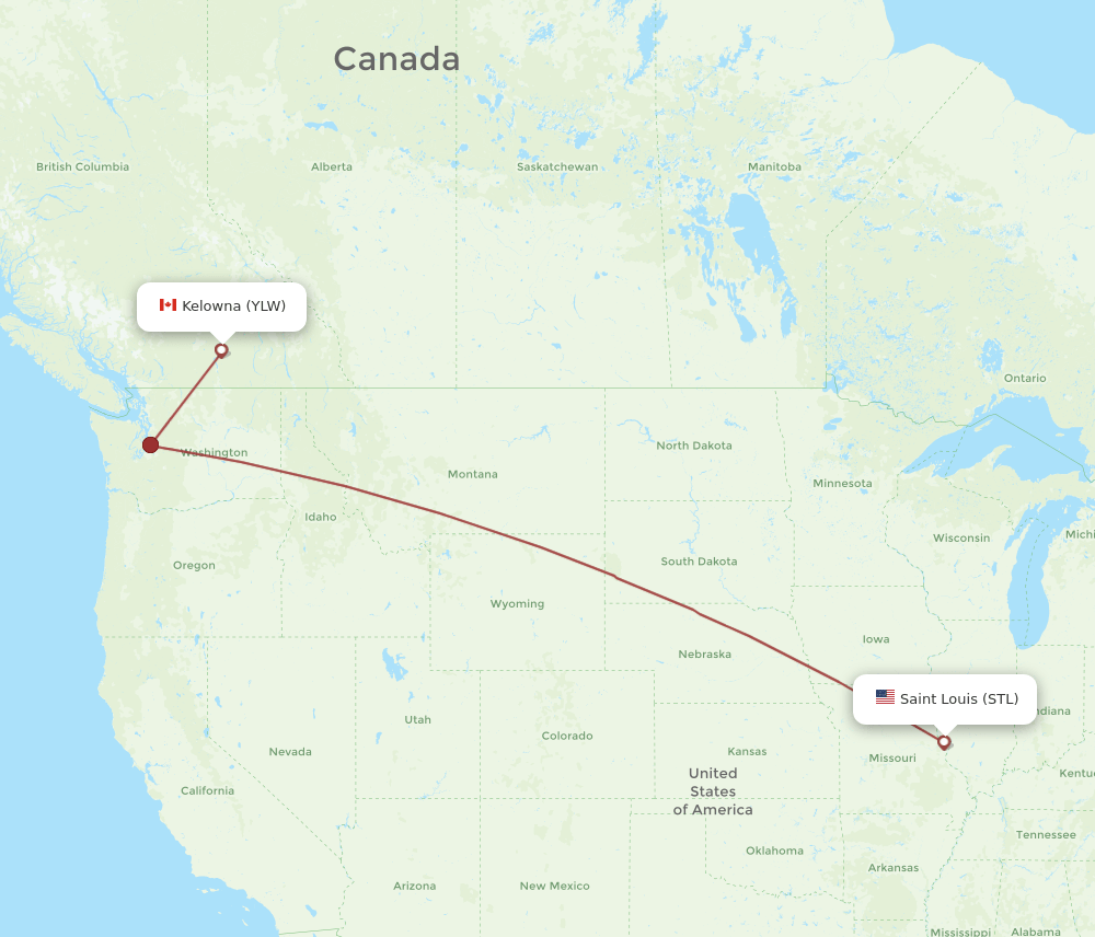 STL-YLW flight routes