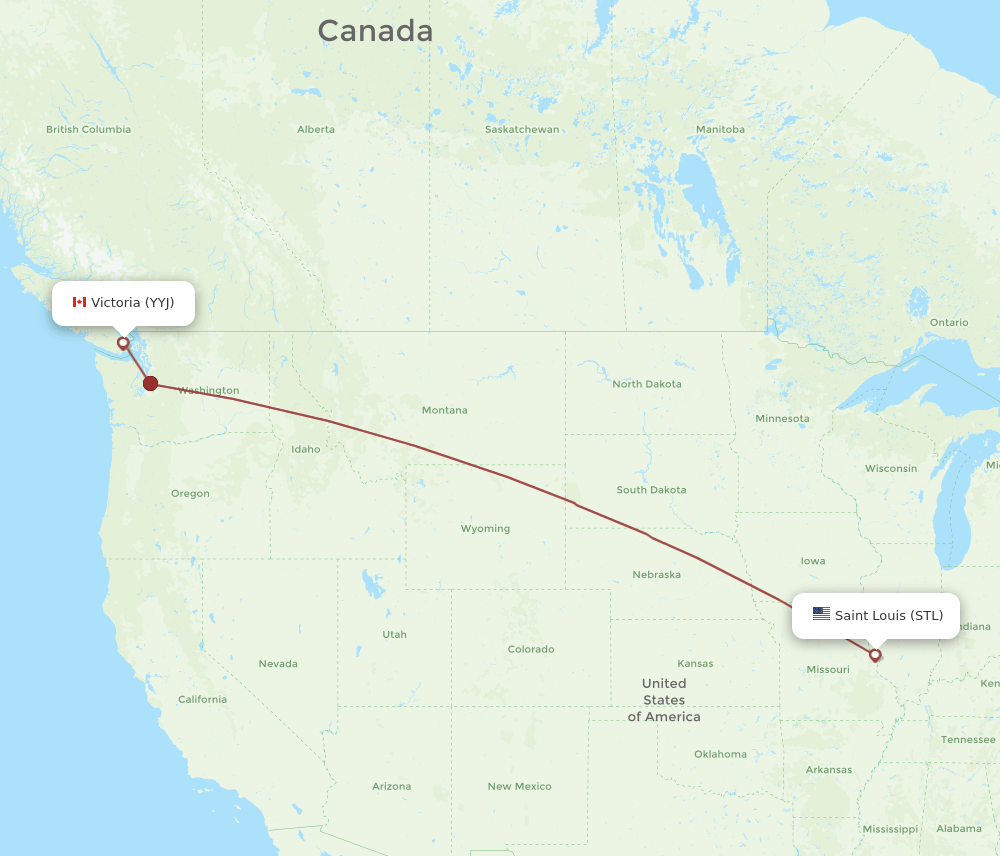 Victoria - Saint Louis route map and flight paths