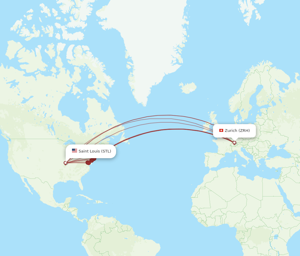 STL-ZRH flight routes