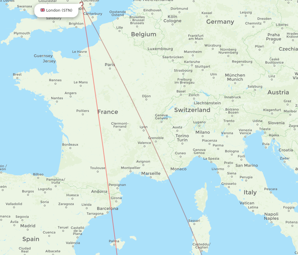STN-ALG flight routes