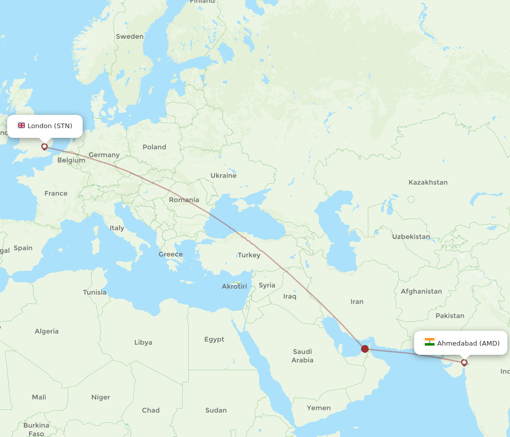 STN-AMD flight routes