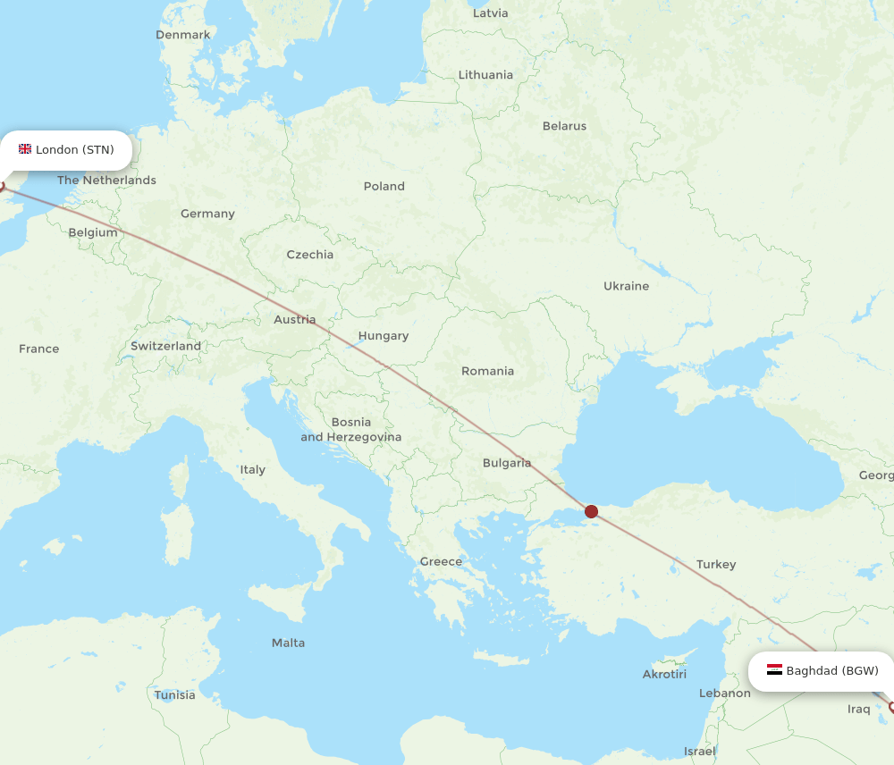 STN-BGW flight routes