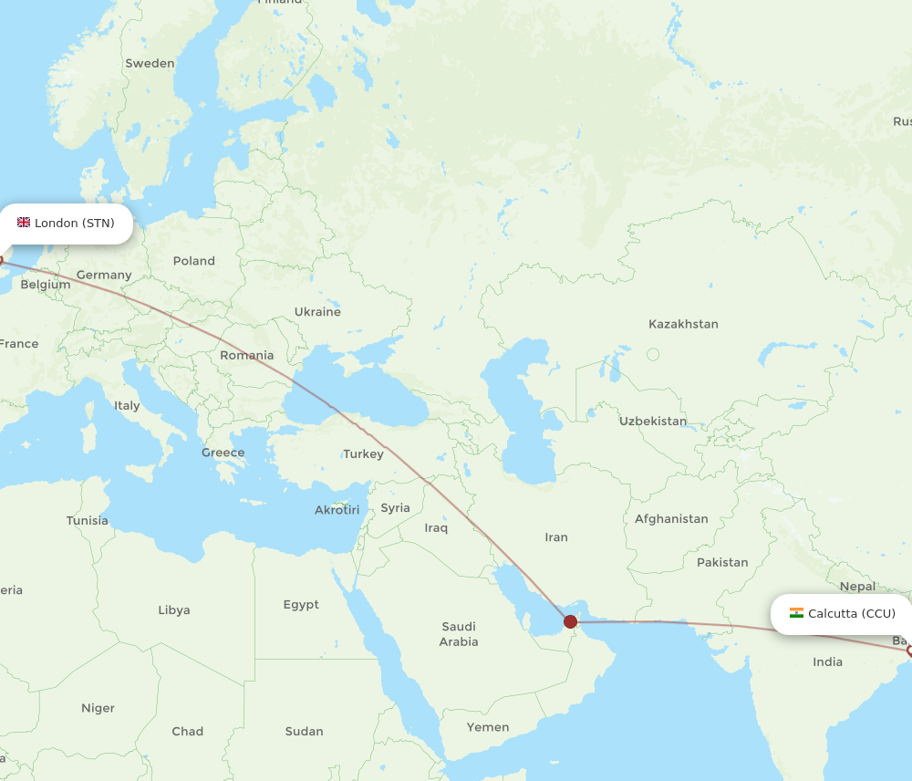 STN-CCU flight routes