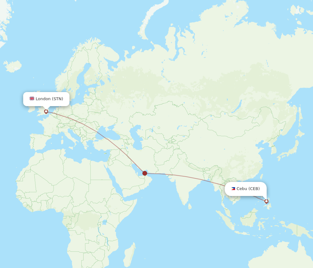 STN-CEB flight routes