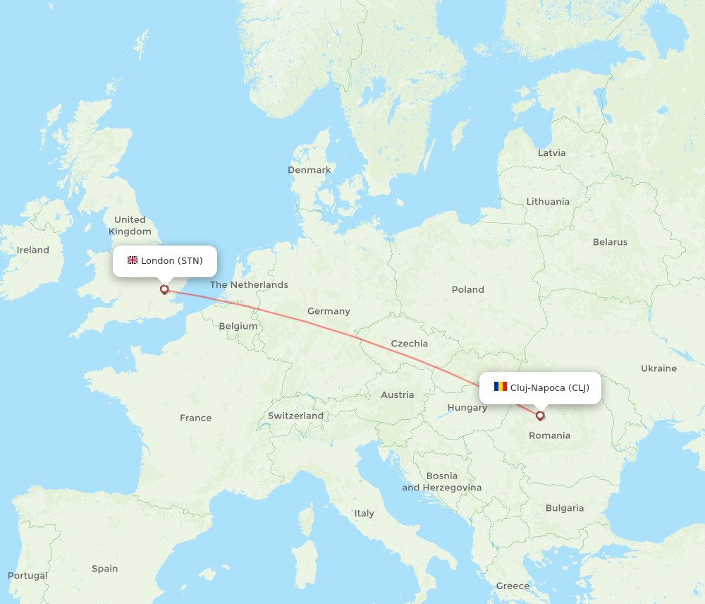 STN to CLJ flights and routes map