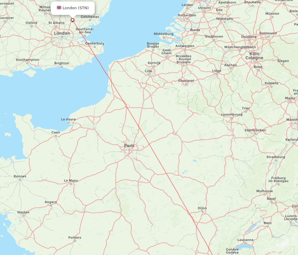 STN to CMF flights and routes map