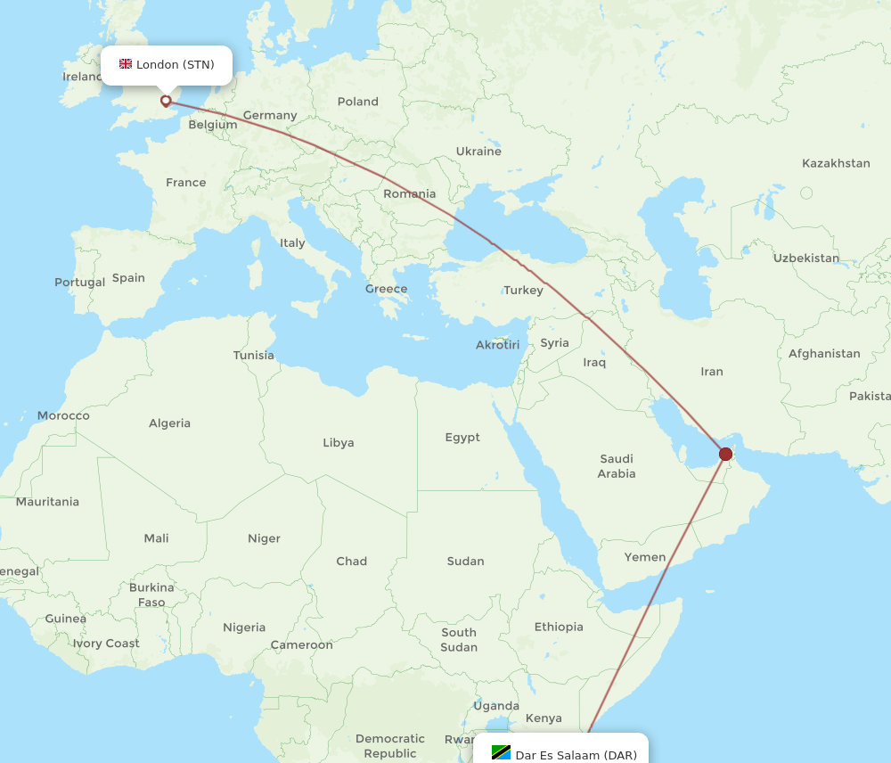 STN-DAR flight routes