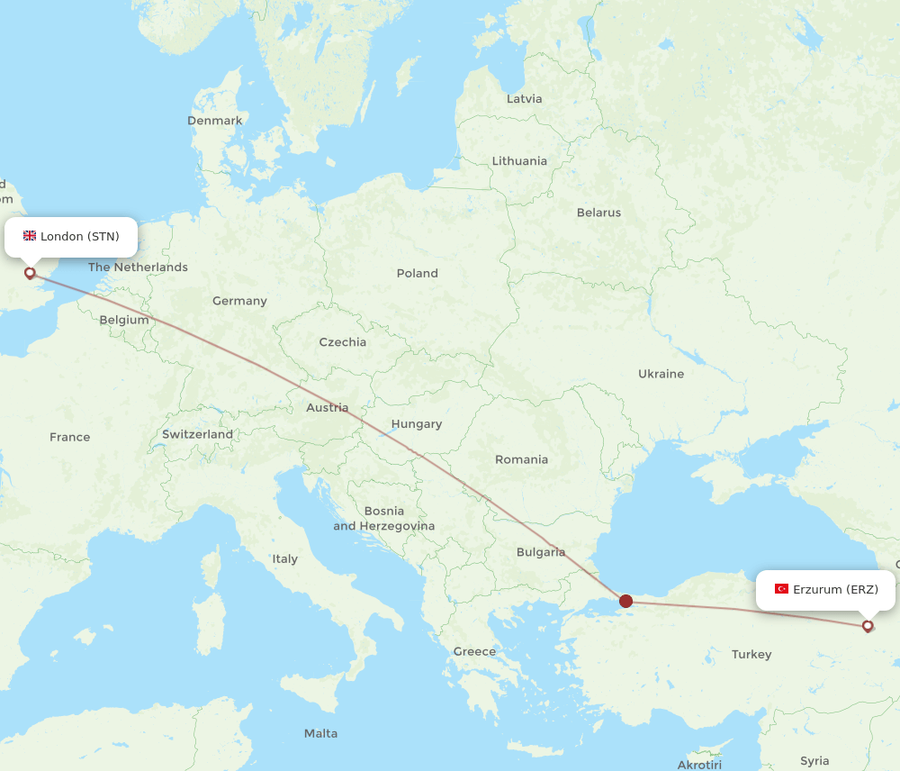 STN-ERZ flight routes