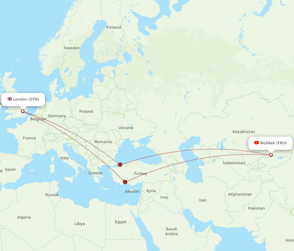 STN-FRU flight routes