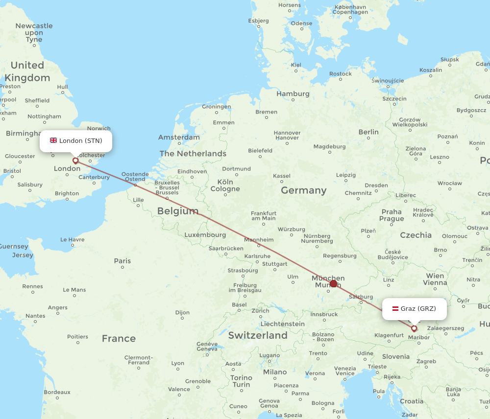 STN-GRZ flight routes