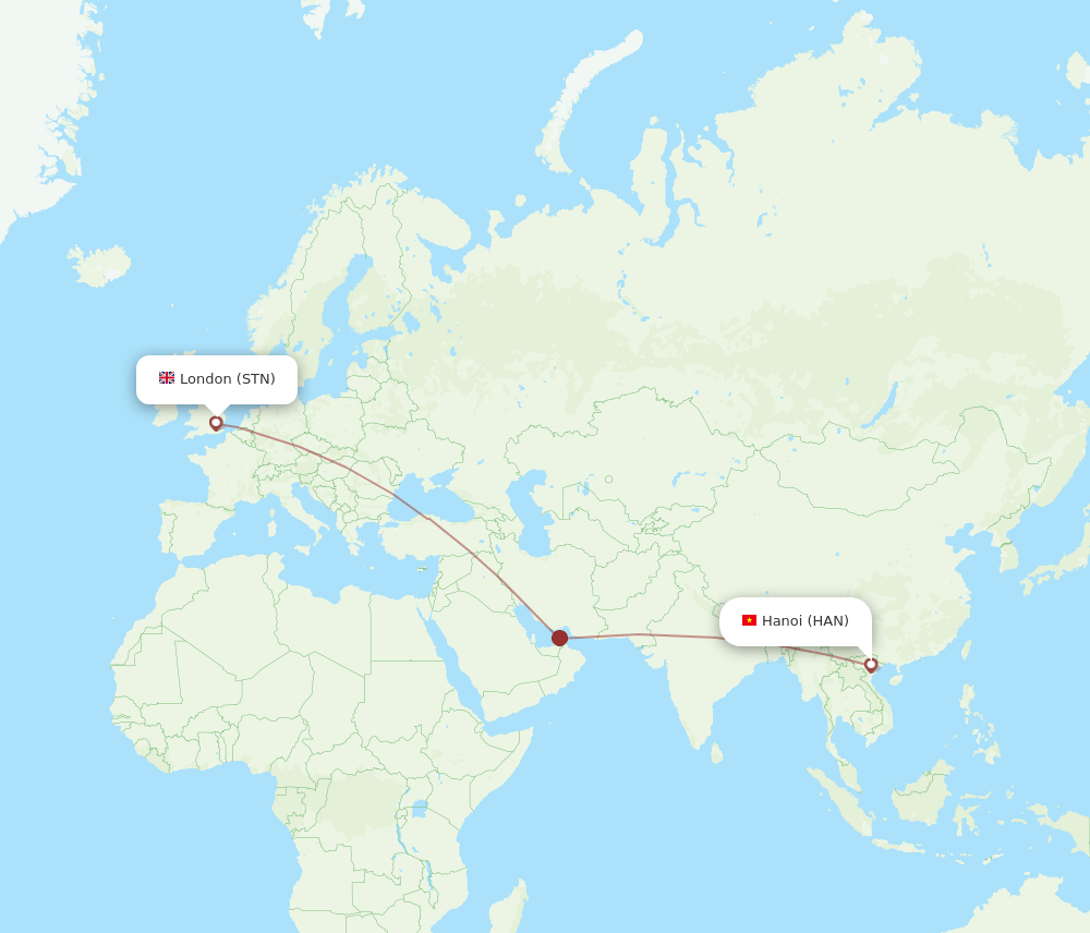STN-HAN flight routes