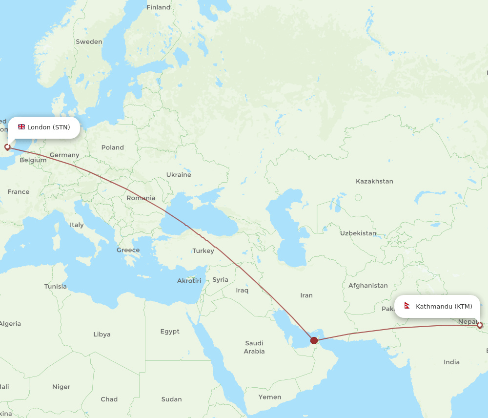STN-KTM flight routes