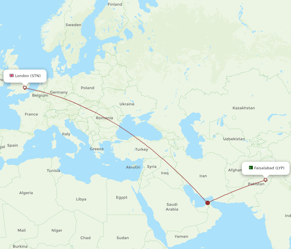 STN-LYP flight routes