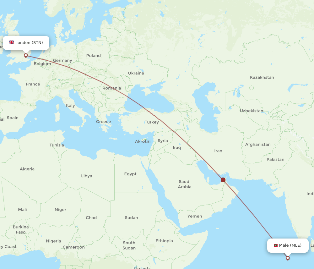 STN-MLE flight routes