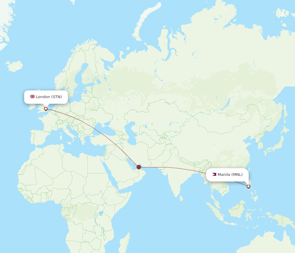 STN-MNL flight routes