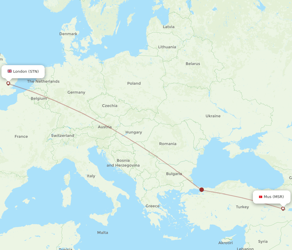 STN to MSR flights and routes map