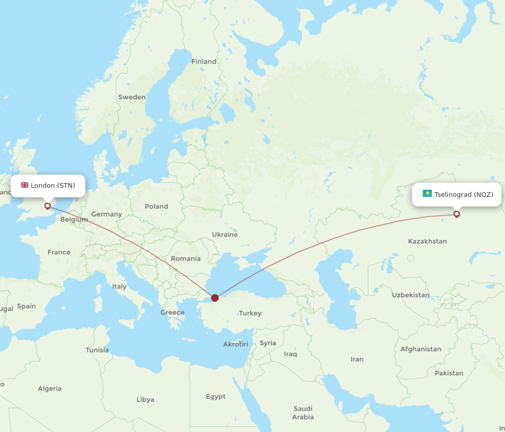 STN-NQZ flight routes