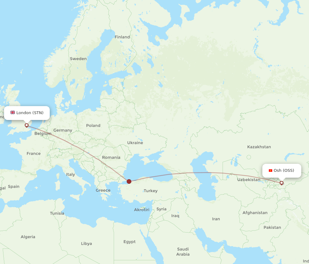 STN-OSS flight routes