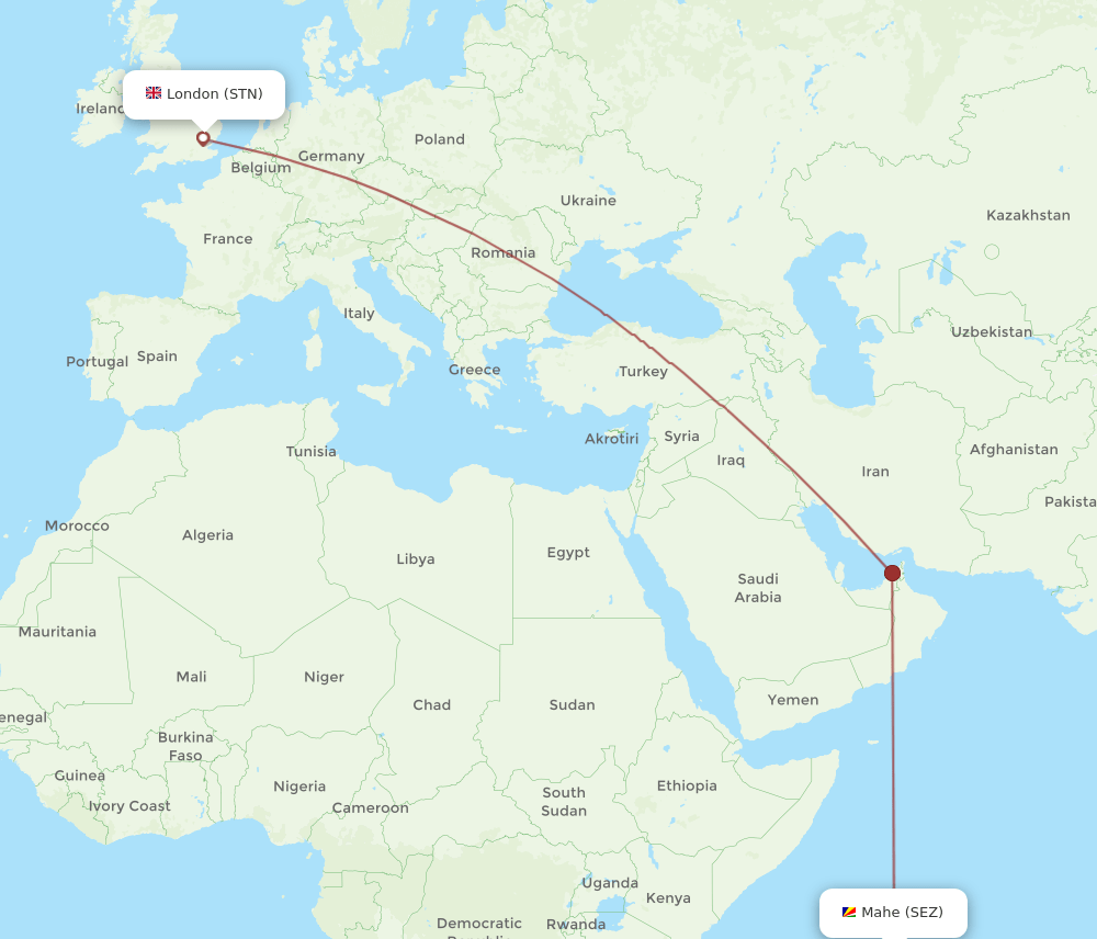 STN-SEZ flight routes