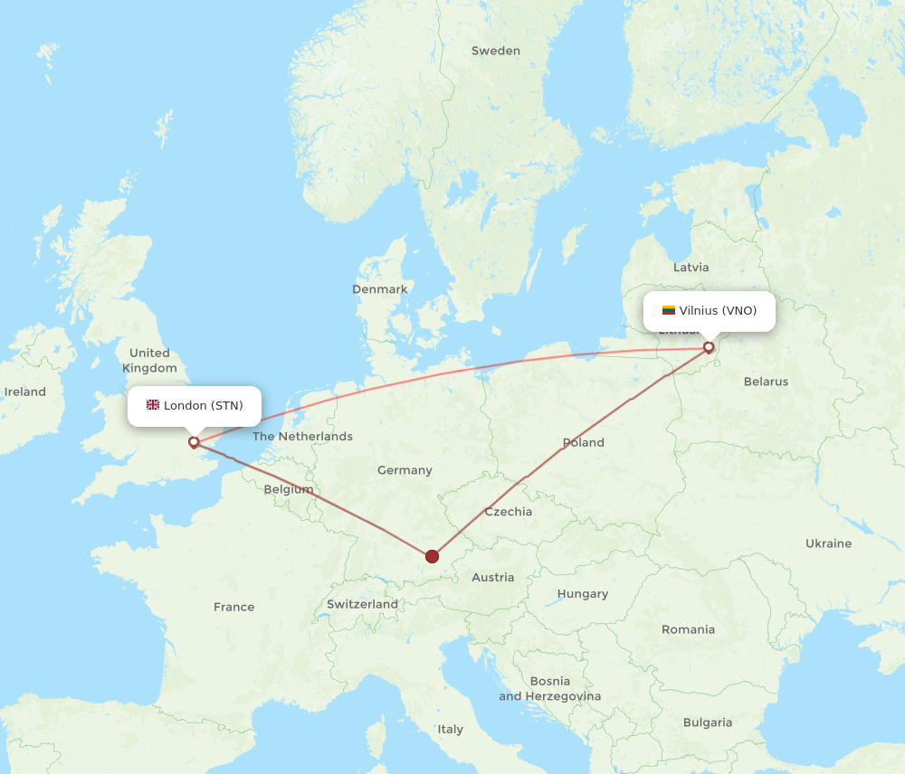 STN-VNO flight routes