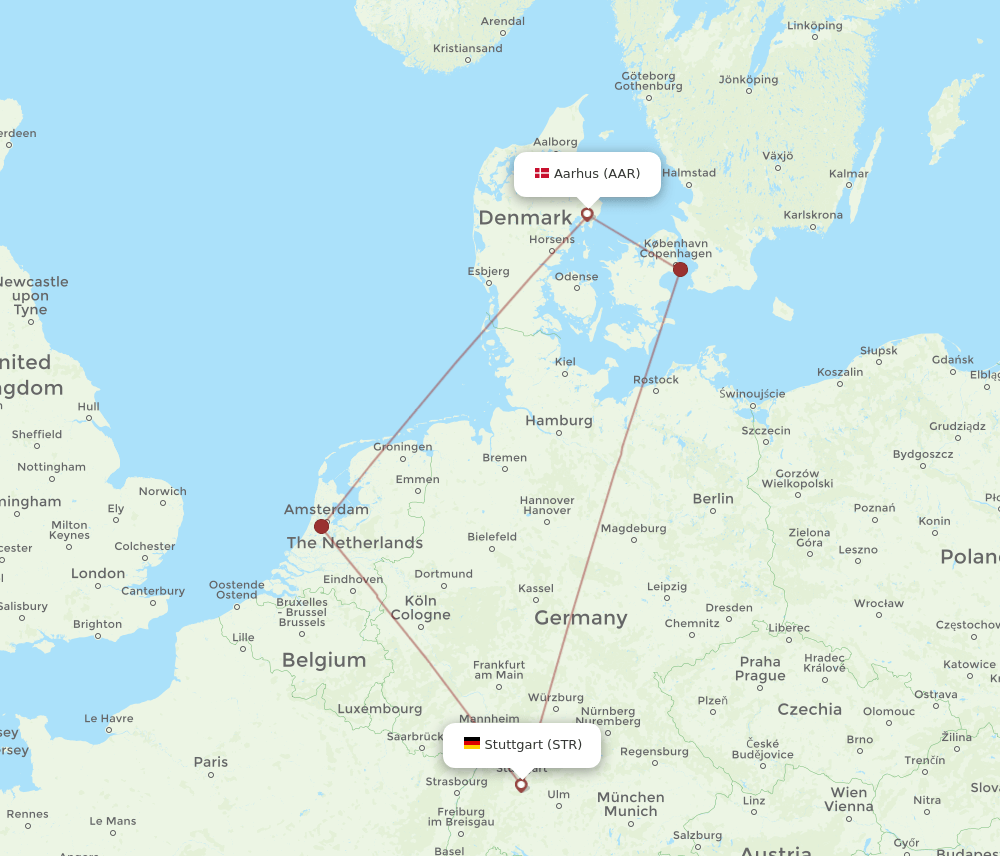 STR to AAR flights and routes map