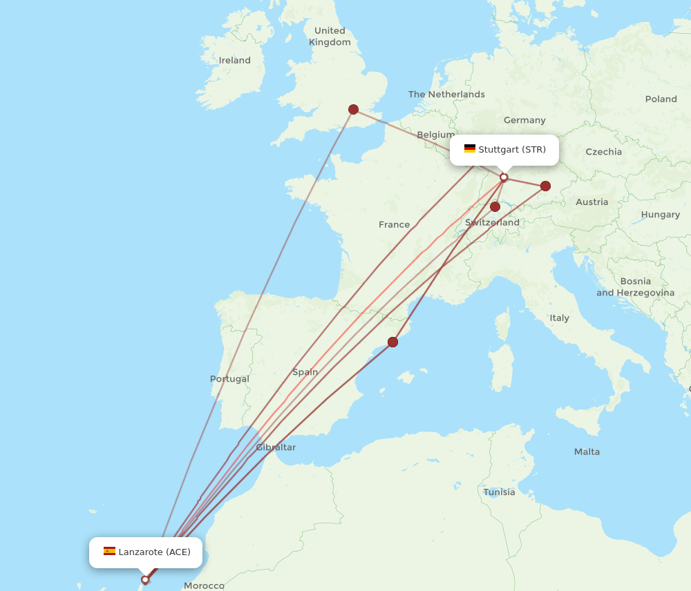 STR to ACE flights and routes map