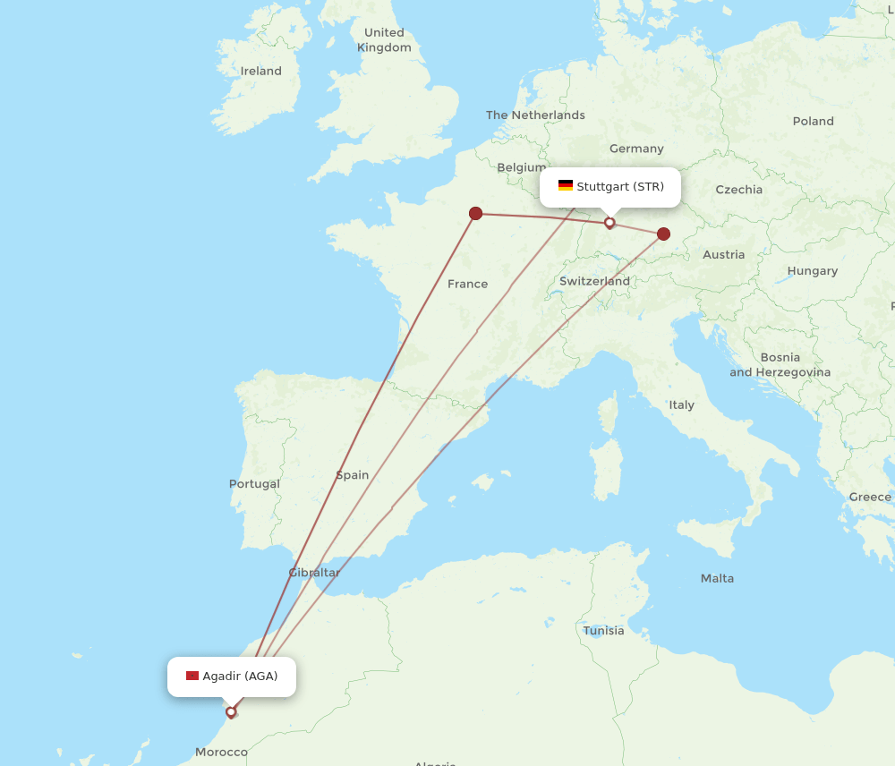 STR-AGA flight routes