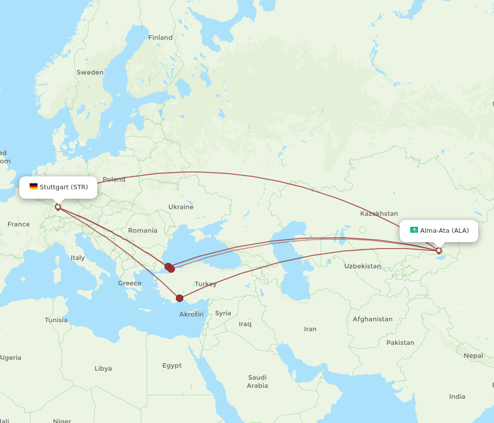 STR-ALA flight routes