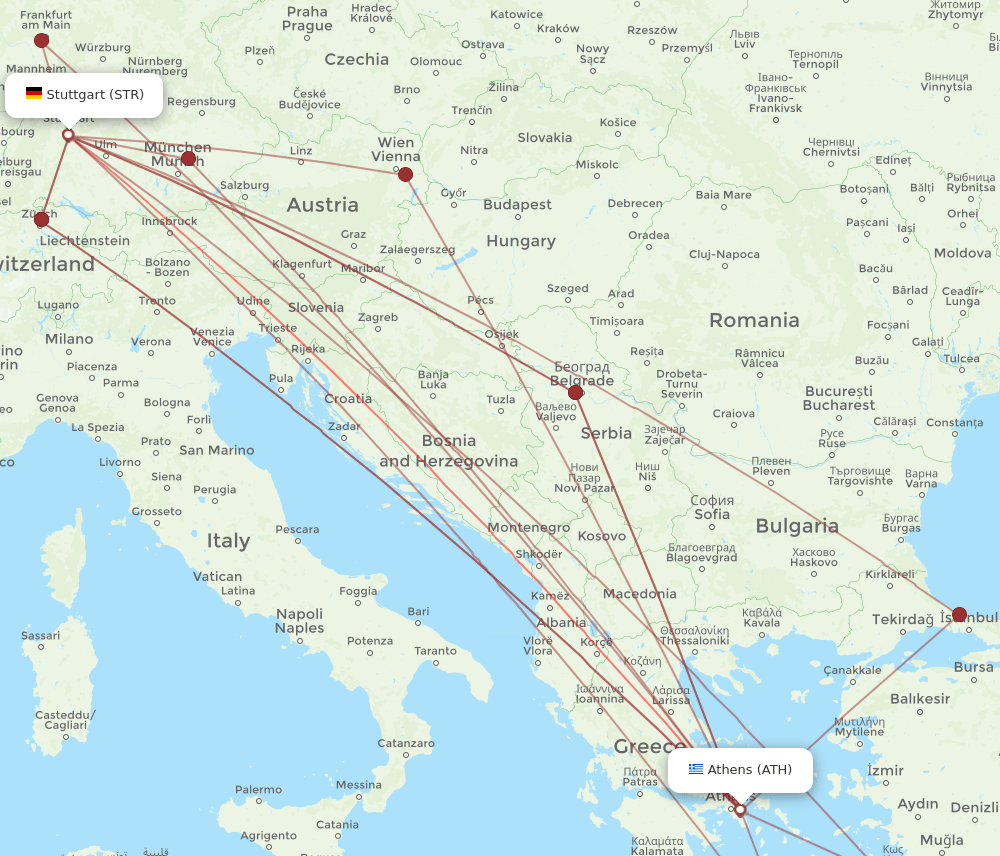 STR-ATH flight routes