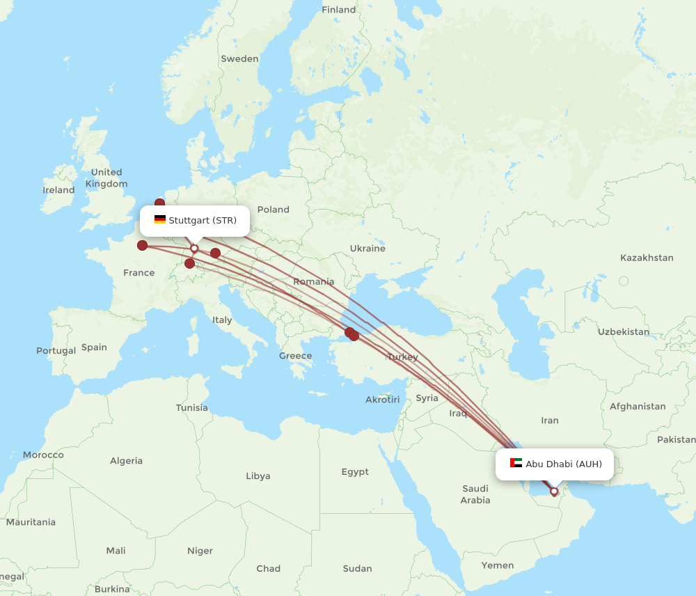 STR to AUH flights and routes map