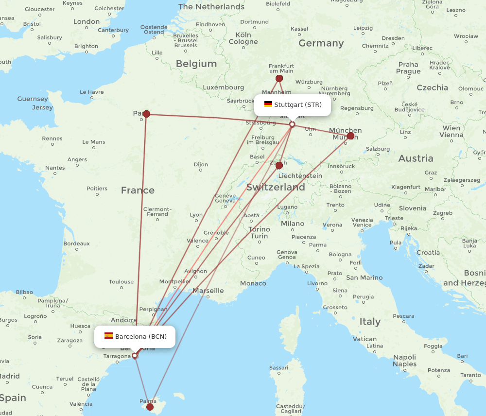 STR-BCN flight routes