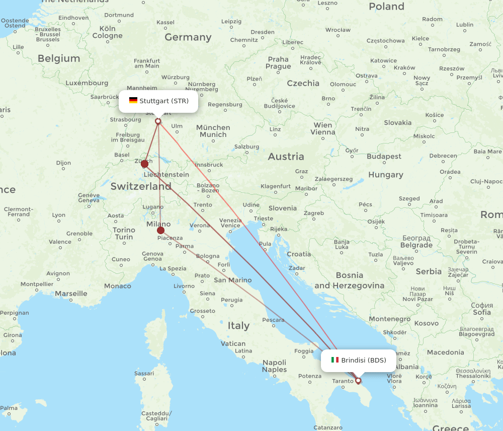 STR to BDS flights and routes map