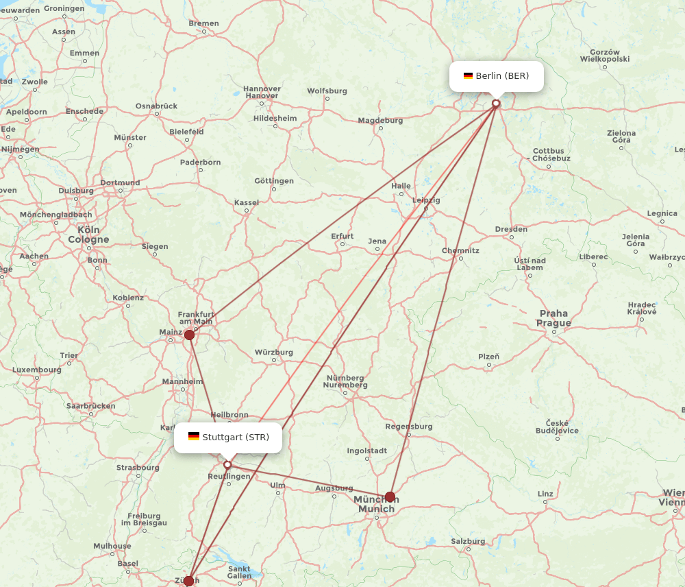 STR-BER flight routes