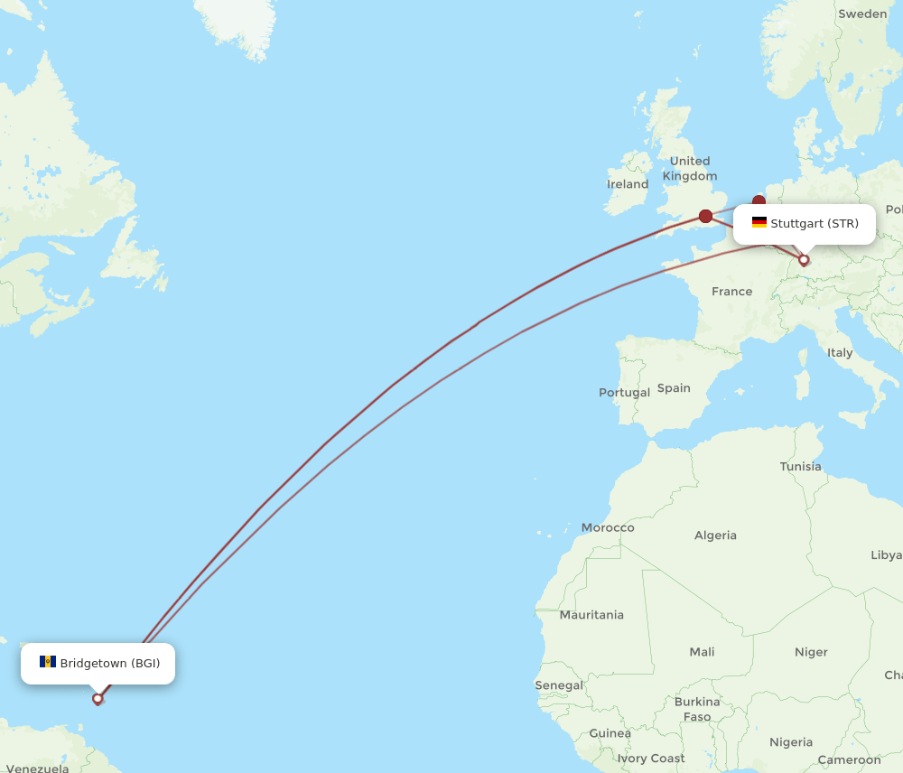 STR-BGI flight routes