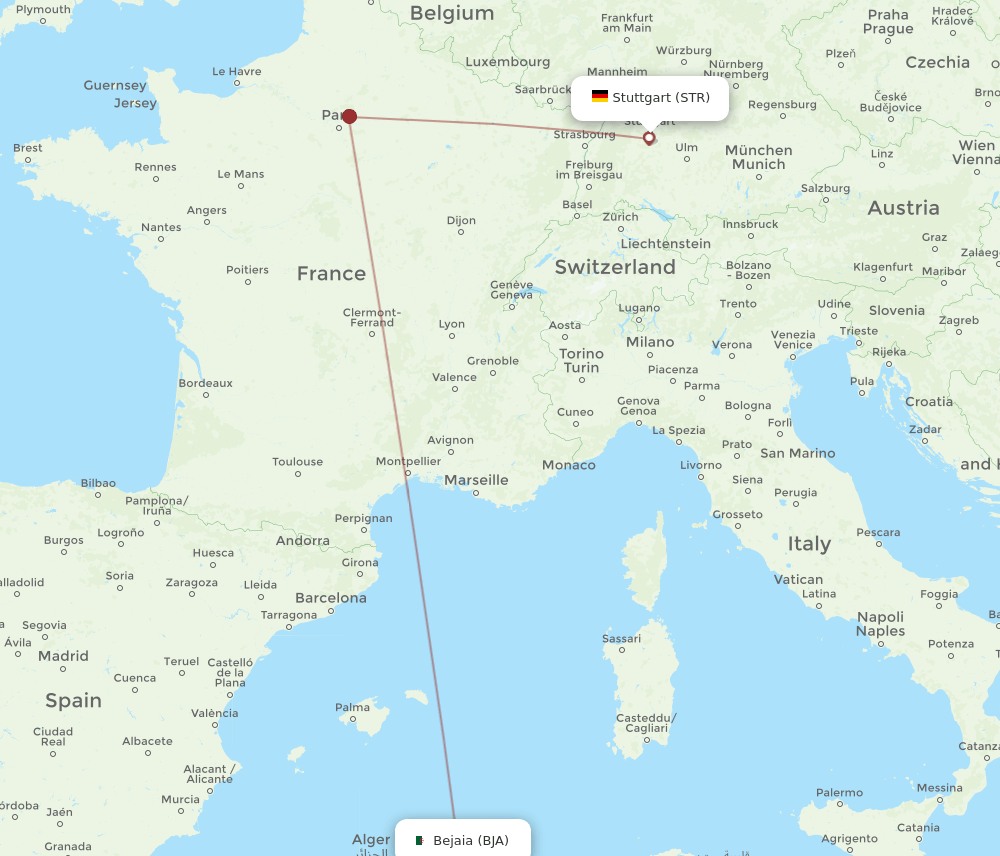 STR-BJA flight routes