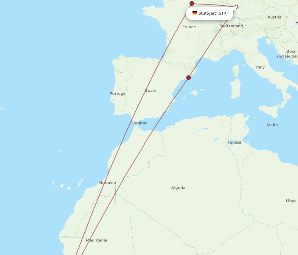 STR-BJL flight routes