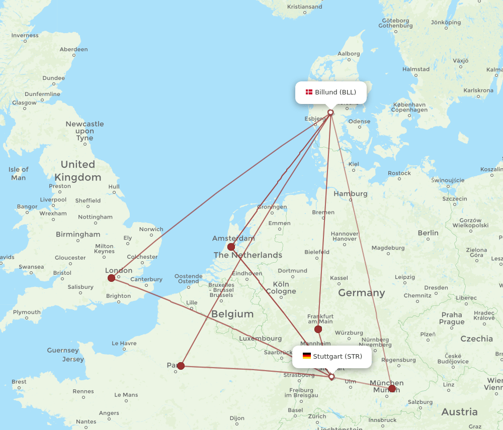 STR-BLL flight routes