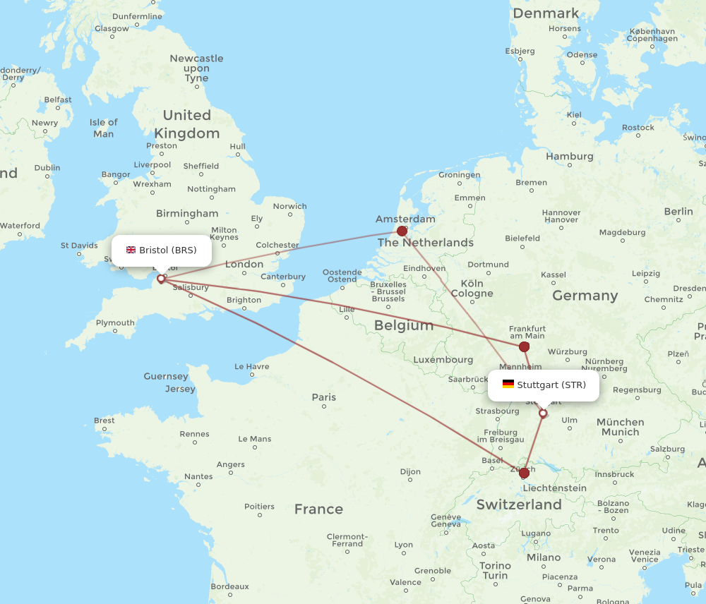 STR to BRS flights and routes map