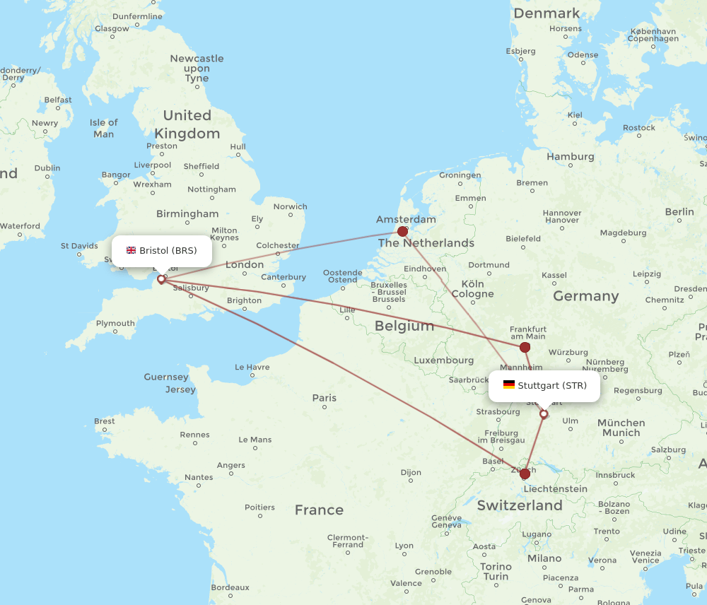STR-BRS flight routes